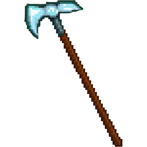 pixelated Minecraft diamond pickaxe with brown handle emoji