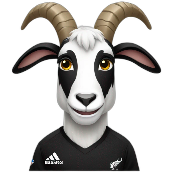 Goat wearing New Zealand all blacks jersey emoji