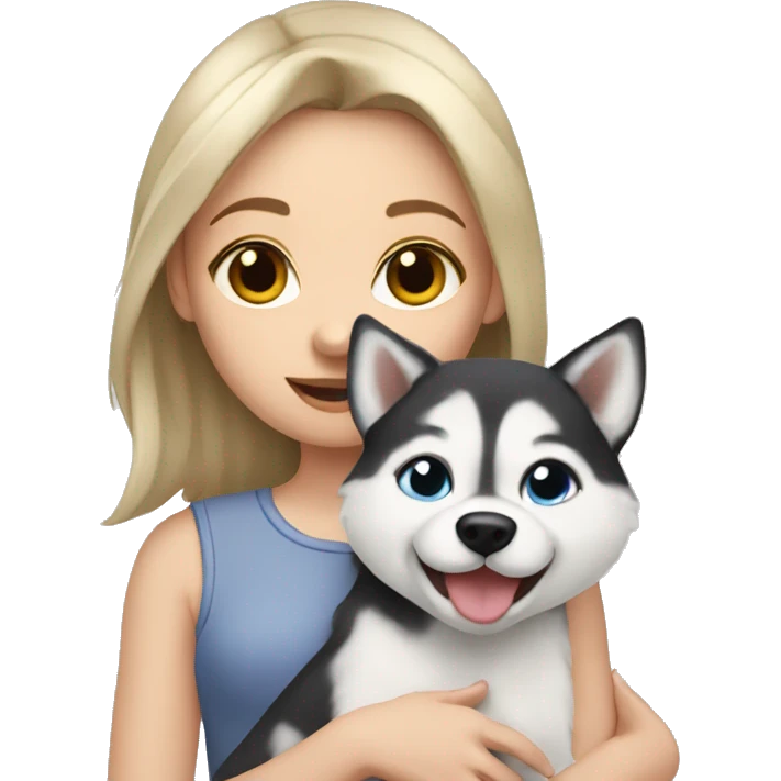 Pale girl holding a husky emoji