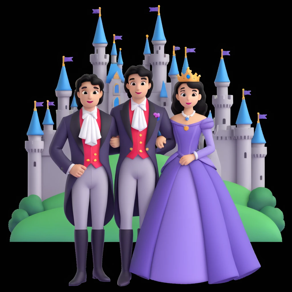 prince and princess Disney dress close up photo in castle background emoji