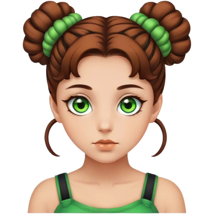 green eyed girl with brown spacebuns emoji