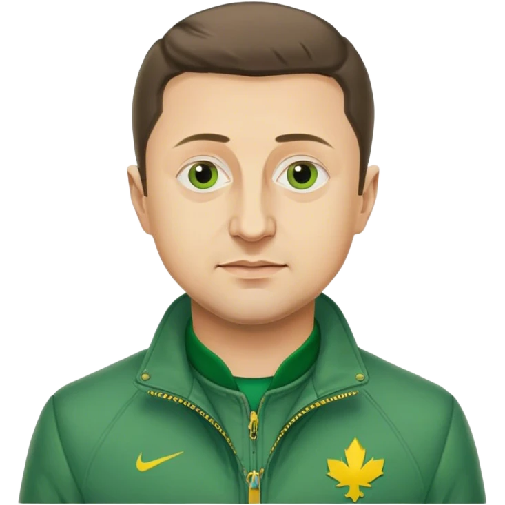 Photorealistic Vladimir Zelensky. green jacket emoji