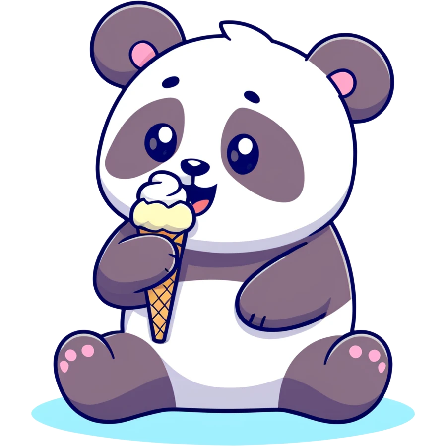 Panda eating ice cream emoji