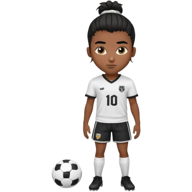 a pretty male bratz footballer. black hair tied in a manbun emoji