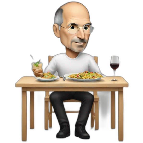 steve jobs while he is eating dinner emoji