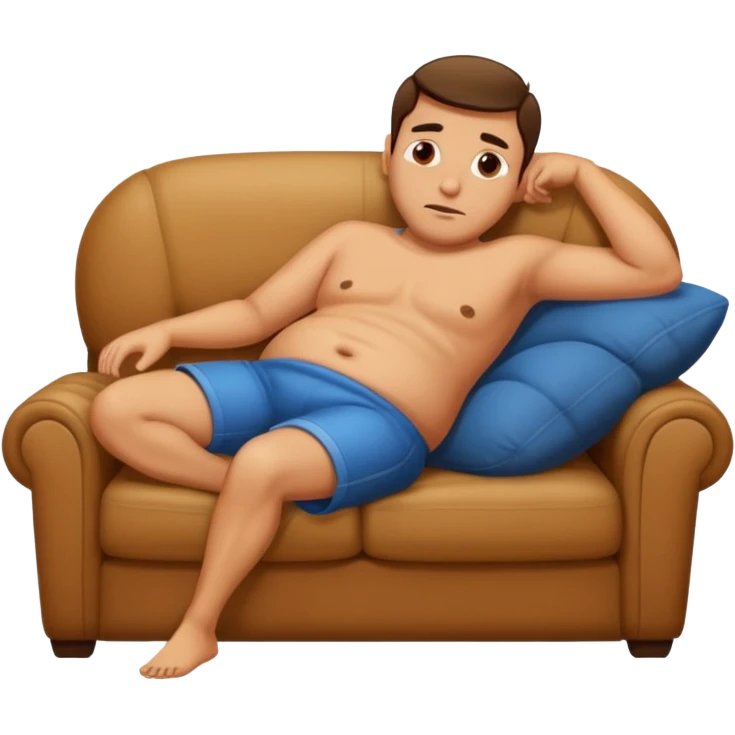 a man with a full belly passed out on the couch emoji