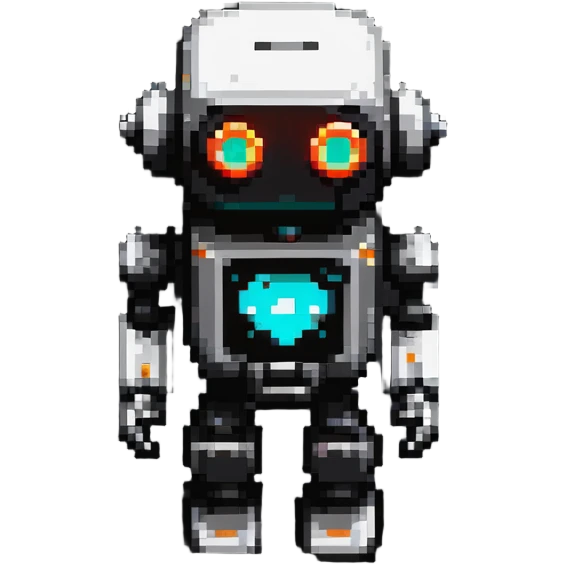 Tiny robot with glowing eyes emoji