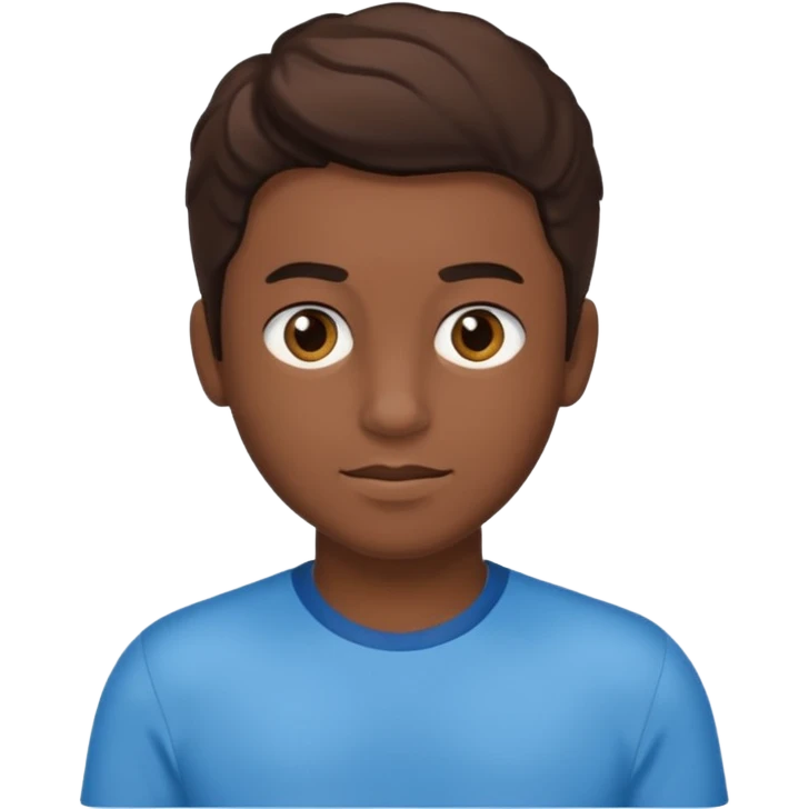 Crie um menino com cabelo castanho escuro com os olhos azuis emoji