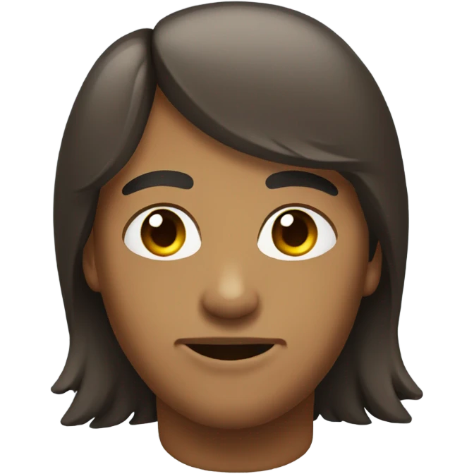 Young man with facial hair and a mullet, brown eyes emoji