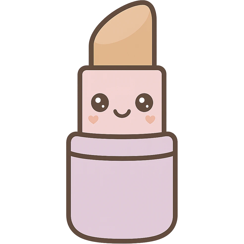 Edit the lipstick emoji to have nude color lipstick, keep the kawaii style, and remove the background. emoji