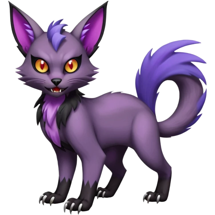dark edgy Noivern-Noibat-Purloin-Torracat-Lykoi-Caracal-cat-Fakemon-fusion-hybrid-creature emoji