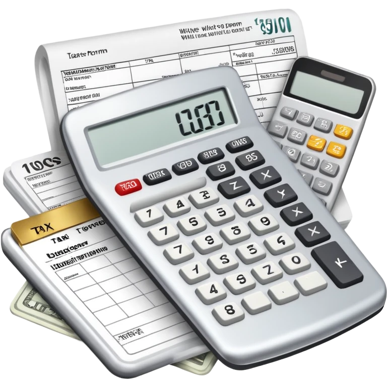 tax forms and calculator emoji