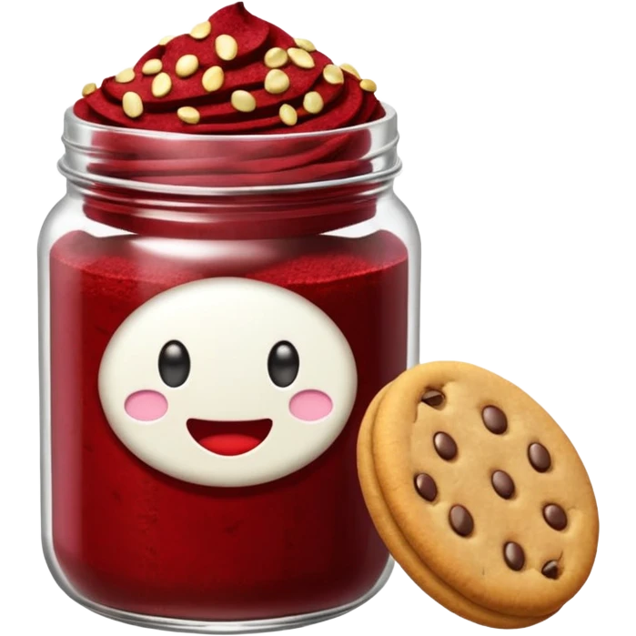 Emoji de un tarro de galletas Red Velvet con pepitas de chocolate blanco emoji