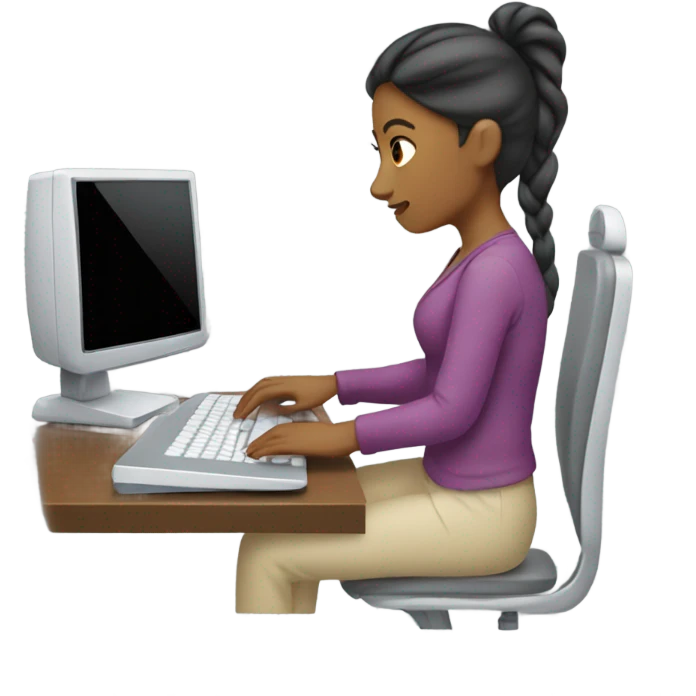 mujer en una computadora emoji