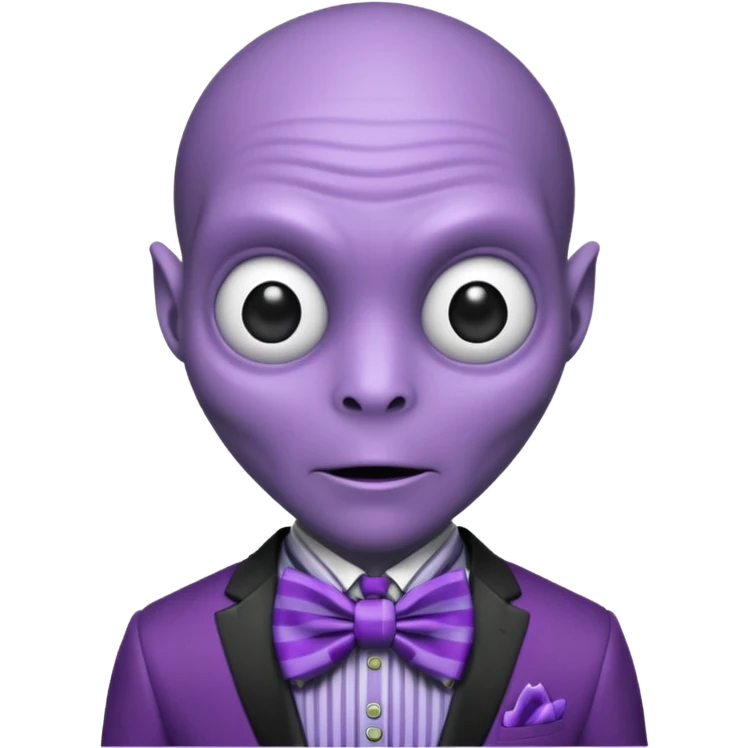 Purple alien with striped bowtie emoji