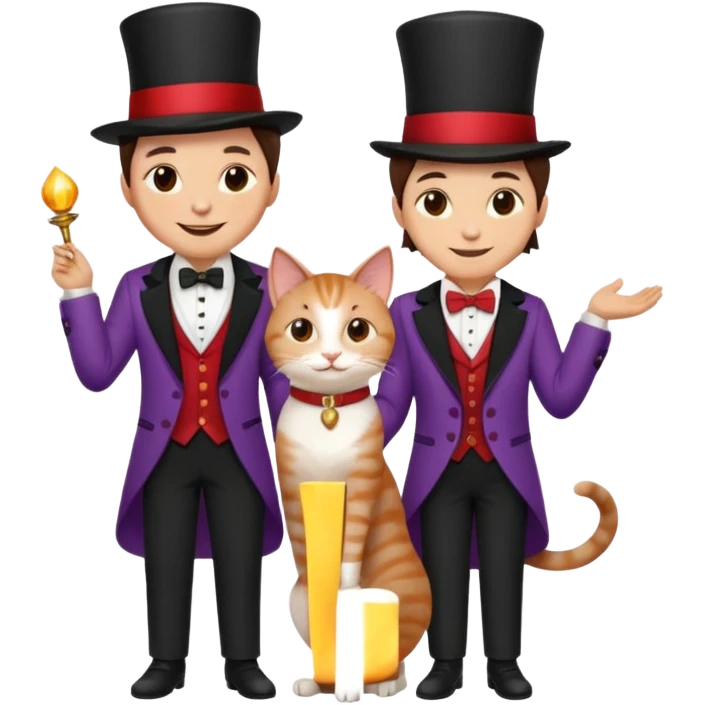 magician couple and their pet cat emoji