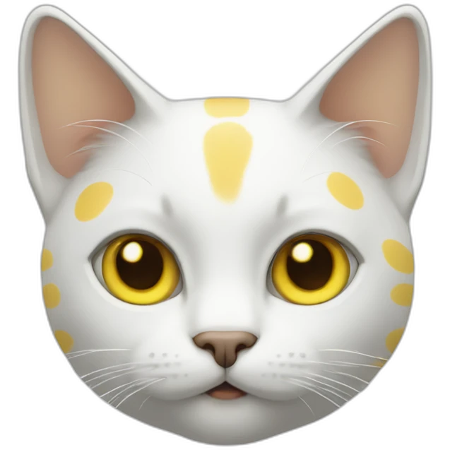 Cat white with yellow spot emoji