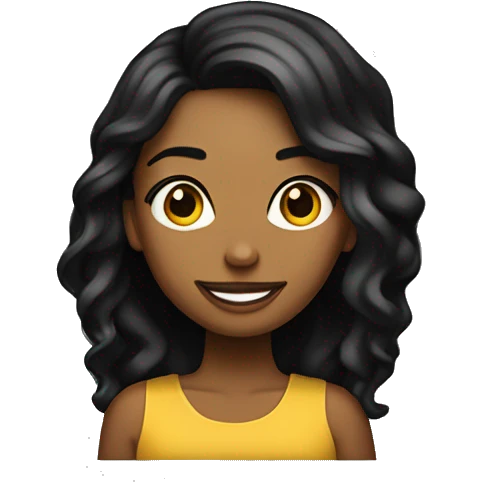 chica con cabello en la frente negro, de tez un poco morena emoji