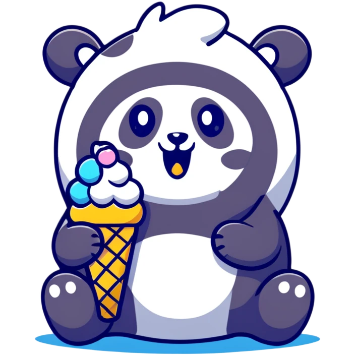 Panda eating ice cream emoji
