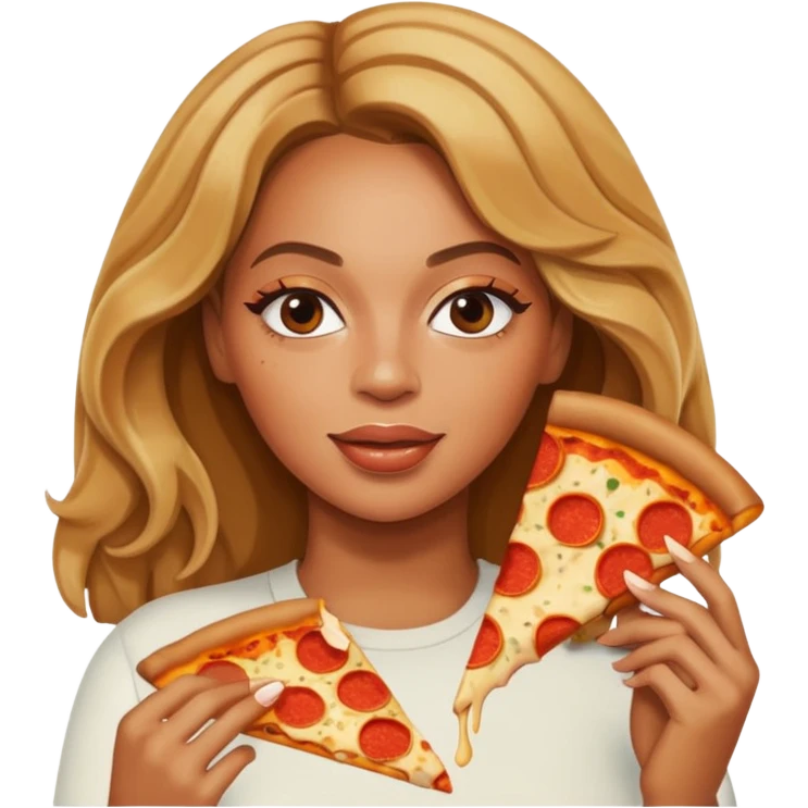 Beyoncé eating a pizza emoji