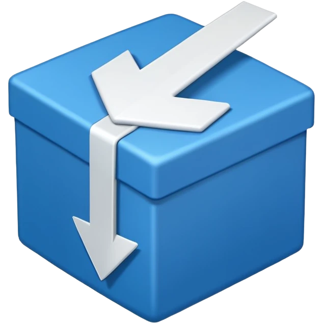create an emoji with a tilted blue box with a white arrow in it make sure its kinda small 2d emoji