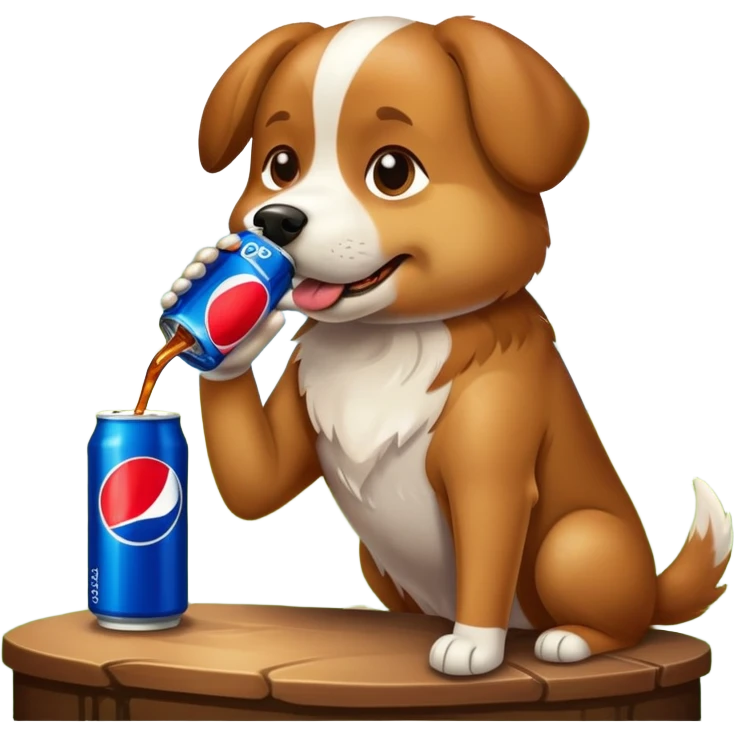 Dog drinking Pepsi emoji