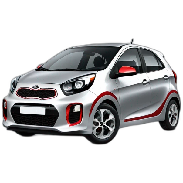 Kia Picanto in silver with red accents emoji