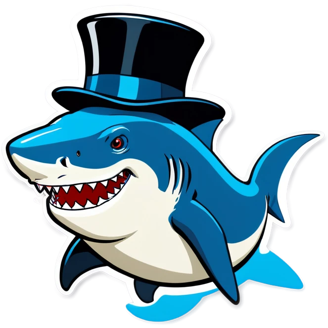 Shark with a top hat emoji
