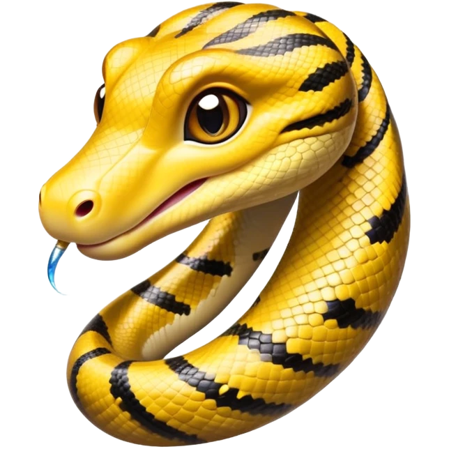 cinematic-cute-anaconda-portrait-emoji,-head-tilted-playfully-and-inquisitively,-with-a-sleek,-shimmering-body-adorned-with-detailed-scale-sriped patterns-and-round,-sparkling-eyes-full-of-wonder,-simplified-yet-irresistibly-adorable-features emoji