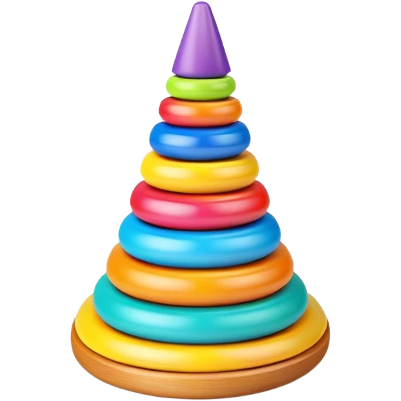 Colorful children's stacking pyramid toy with rings of different sizes emoji
