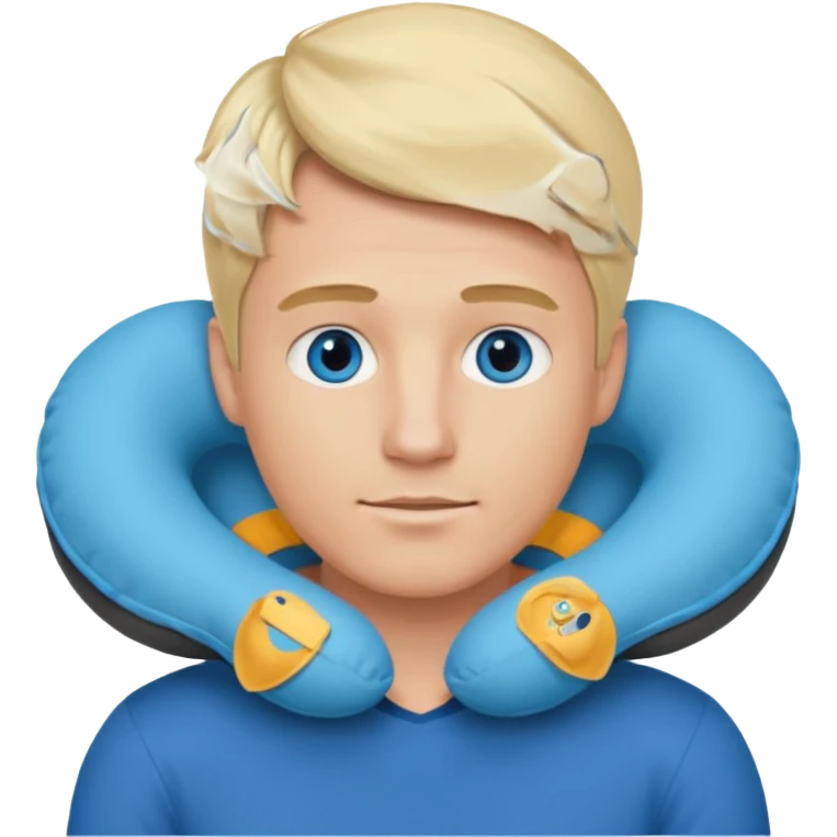 blonde man using travel neckpillow  emoji