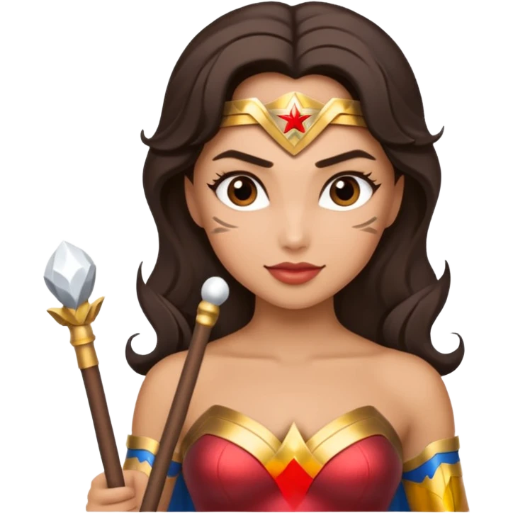 Wonder Woman holding white orchestra baton emoji