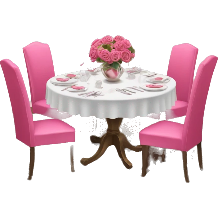 Pink decorated dinning table with pink chairs emoji