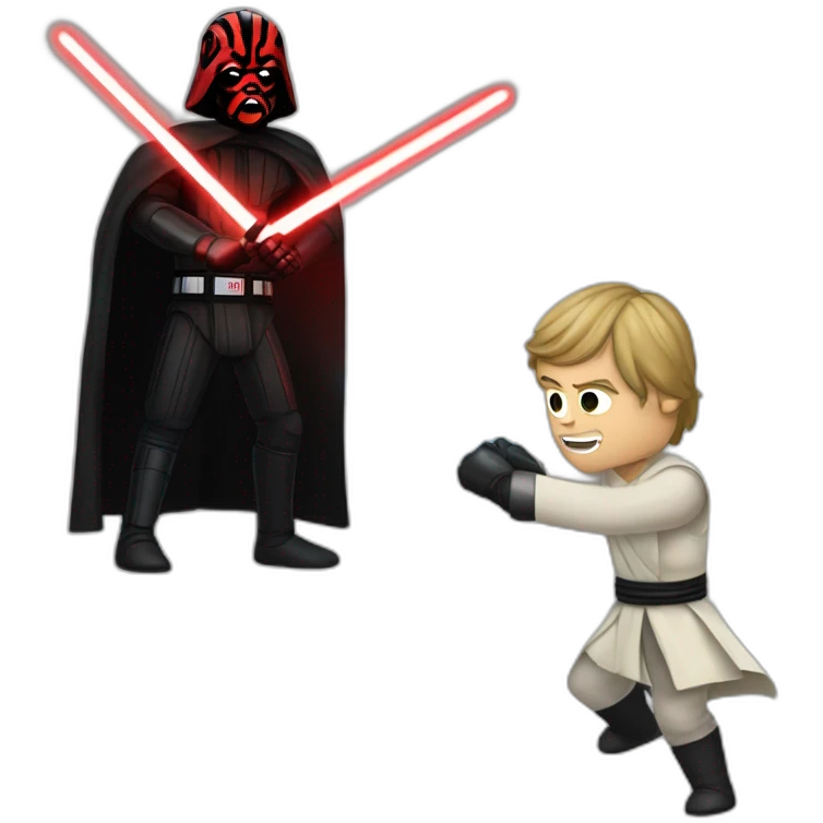 Luke Skywalker fighting darth maul emoji