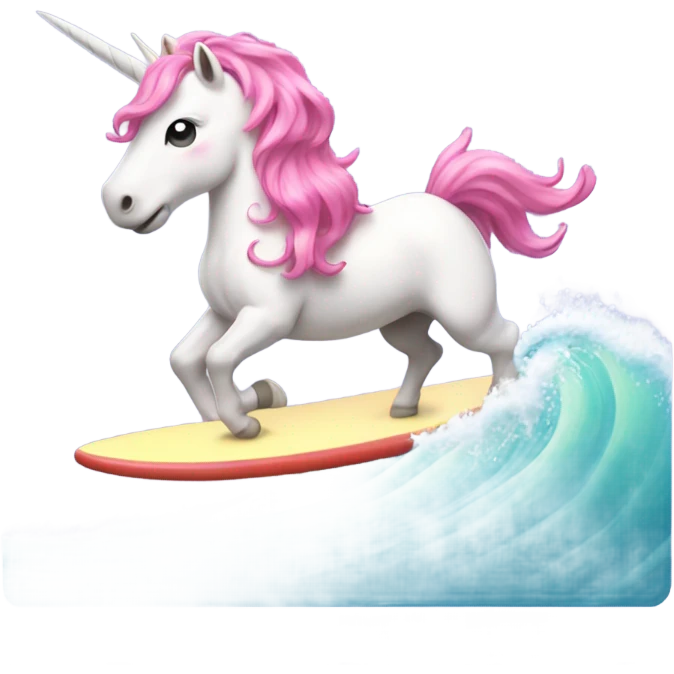 Pink haired unicorn surfing emoji