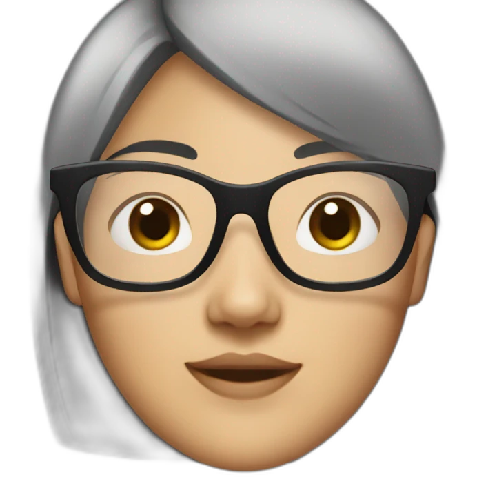26 year old asian woman with short dark hair and brown rectangle glasses emoji