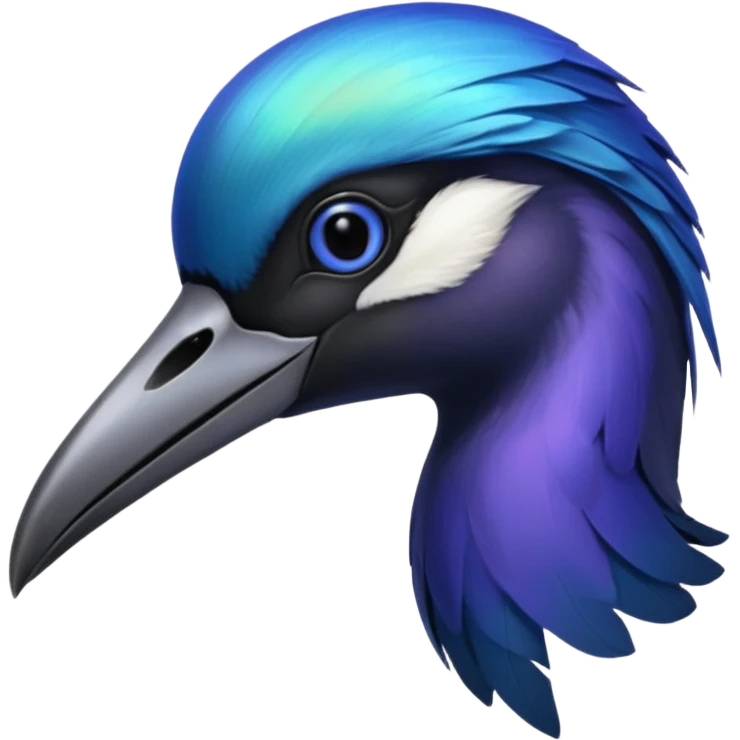 Blue and black Sicklebill headshot emoji