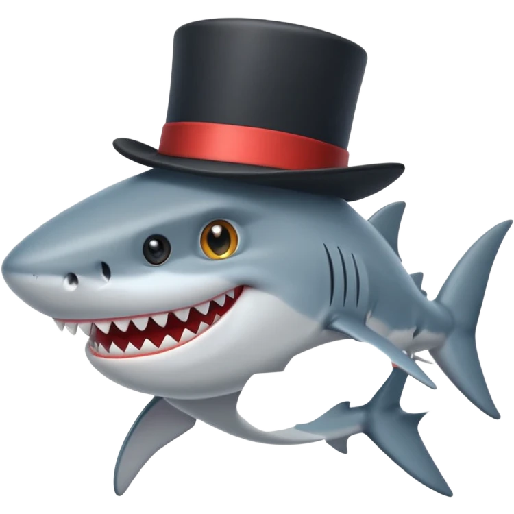 Shark with a top hat emoji