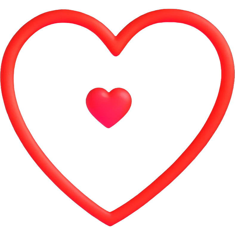 3D emoji style red heart with glowing neon outline emoji