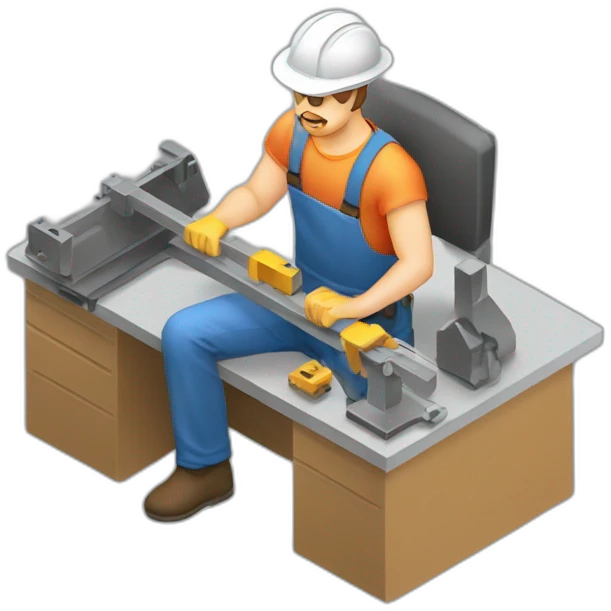 isometric freelance fabricator working making product emoji