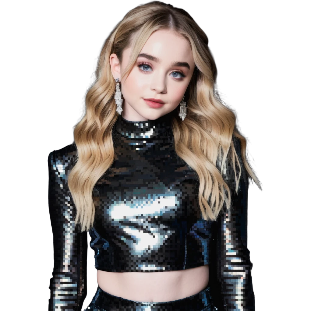 Sabrina Carpenter in Short n' Sweet concert look, sparkly outfit emoji