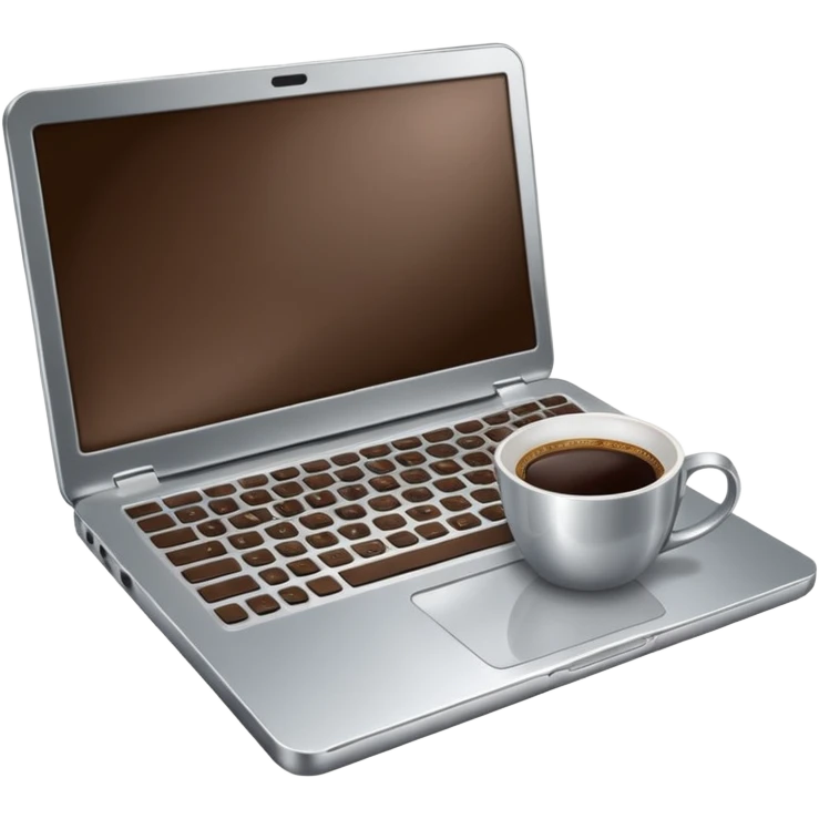 work silver laptop with coffee emoji