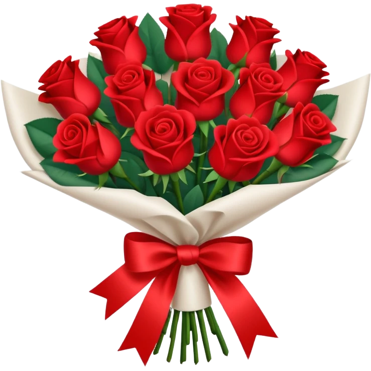 bouquet of roses with bow and wrapping paper emoji