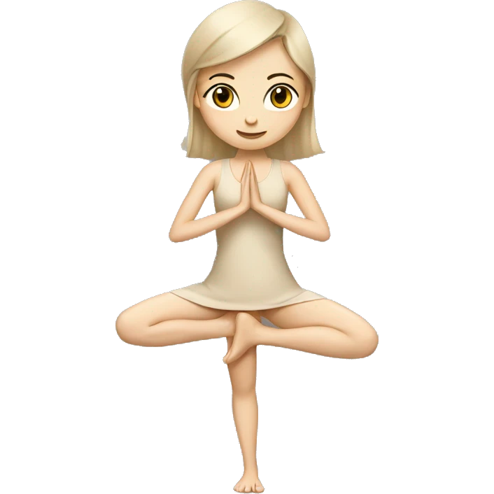 yoga girl with white skin in beige dress emoji