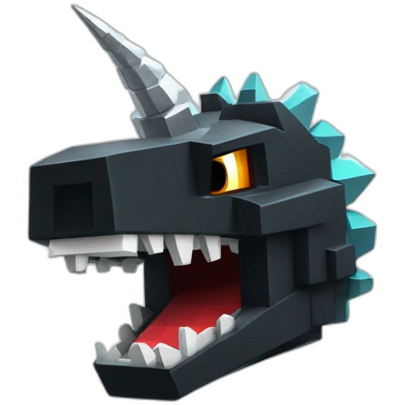 Minecraft Black Godzilla Head With Diamond Unicorn Horn and Lazer Eyes emoji