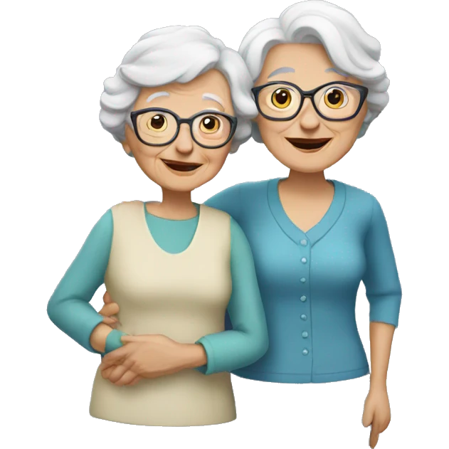 Granny with a friends emoji