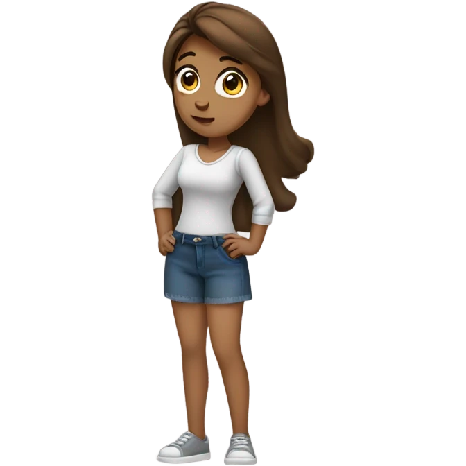 Girl with brown hair sassy and hand on her hip emoji