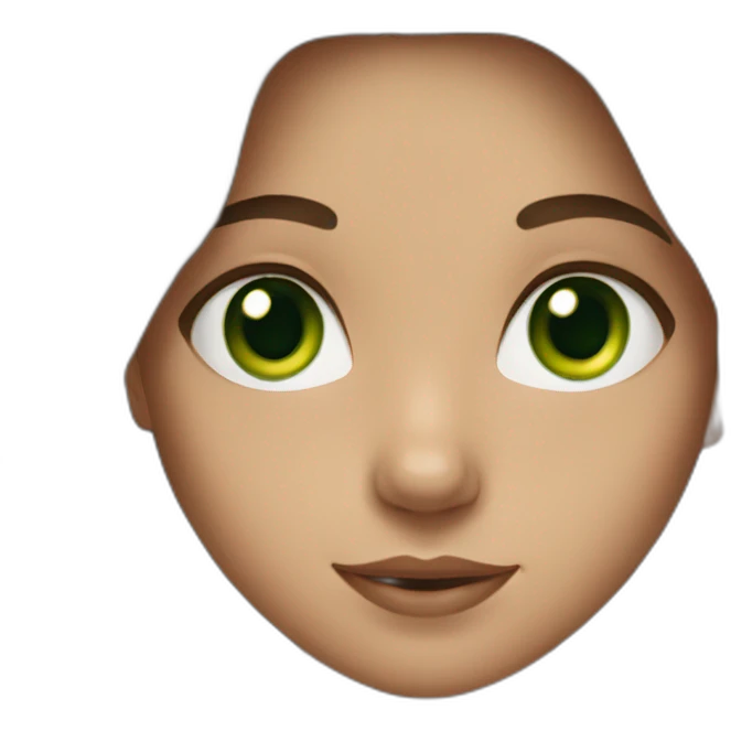 Girl with long brown hair and green eyes emoji