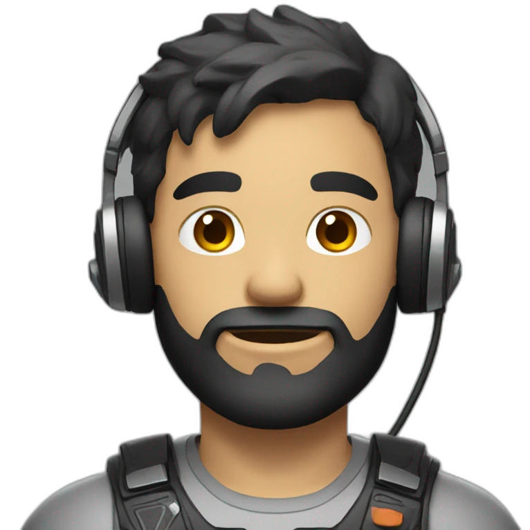 gamer man with console emoji