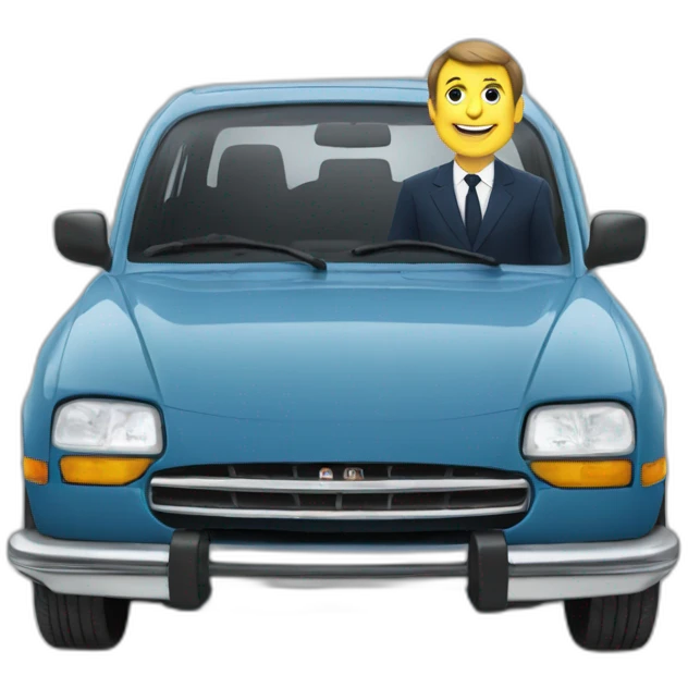 Macron sur une voiture emoji
